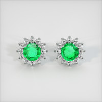 <span>1.52</span>&nbsp;<span class="tooltip-light">Ct.Tw.<span class="tooltiptext">Total Carat Weight</span></span> Emerald Earrings, 18K White Gold 1