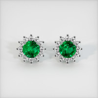 3.23 Ct.Tw. Emerald Earrings, 18K White Gold 1