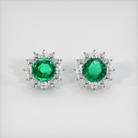 <span>3.70</span>&nbsp;<span class="tooltip-light">Ct.Tw.<span class="tooltiptext">Total Carat Weight</span></span> Emerald Earrings, 18K White Gold 1