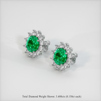 7.25 Ct.Tw. Emerald Earrings, 18K White Gold 2