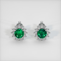 <span>0.62</span>&nbsp;<span class="tooltip-light">Ct.Tw.<span class="tooltiptext">Total Carat Weight</span></span> Emerald Earrings, 18K White Gold 1