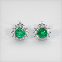 <span>1.11</span>&nbsp;<span class="tooltip-light">Ct.Tw.<span class="tooltiptext">Total Carat Weight</span></span> Emerald Earrings, 18K White Gold 1