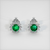 1.07 Ct.Tw. Emerald Earrings, 18K White Gold 1