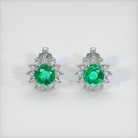 <span>0.64</span>&nbsp;<span class="tooltip-light">Ct.Tw.<span class="tooltiptext">Total Carat Weight</span></span> Emerald Earrings, 18K White Gold 1