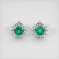 <span>0.94</span>&nbsp;<span class="tooltip-light">Ct.Tw.<span class="tooltiptext">Total Carat Weight</span></span> Emerald Earrings, 18K White Gold 1