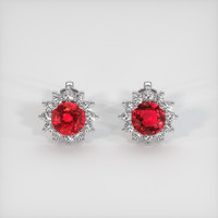 2.66 Ct.Tw. Ruby Earrings, 18K White Gold 1