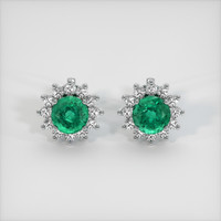 <span>1.43</span>&nbsp;<span class="tooltip-light">Ct.Tw.<span class="tooltiptext">Total Carat Weight</span></span> Emerald Earrings, 18K White Gold 1