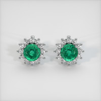 2.73 Ct.Tw. Emerald Earrings, 18K White Gold 1
