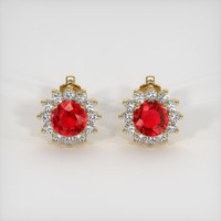 2.16 Ct.Tw. Ruby Earrings, 14K Yellow Gold 1