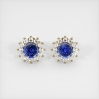0.74 Ct.Tw. Blue Sapphire Earrings, 14K Yellow Gold 1