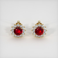 <span>1.28</span>&nbsp;<span class="tooltip-light">Ct.Tw.<span class="tooltiptext">Total Carat Weight</span></span> Ruby Earrings, 14K Yellow Gold 1