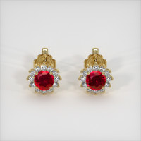 <span>0.62</span>&nbsp;<span class="tooltip-light">Ct.Tw.<span class="tooltiptext">Total Carat Weight</span></span> Ruby Earrings, 14K Yellow Gold 1