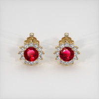 <span>0.74</span>&nbsp;<span class="tooltip-light">Ct.Tw.<span class="tooltiptext">Total Carat Weight</span></span> Ruby Earrings, 14K Yellow Gold 1