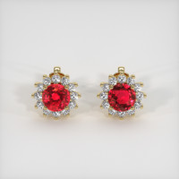 <span>1.39</span>&nbsp;<span class="tooltip-light">Ct.Tw.<span class="tooltiptext">Total Carat Weight</span></span> Ruby Earrings, 14K Yellow Gold 1