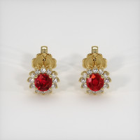 <span>0.41</span>&nbsp;<span class="tooltip-light">Ct.Tw.<span class="tooltiptext">Total Carat Weight</span></span> Ruby Earrings, 14K Yellow Gold 1