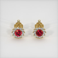 <span>0.44</span>&nbsp;<span class="tooltip-light">Ct.Tw.<span class="tooltiptext">Total Carat Weight</span></span> Ruby Earrings, 14K Yellow Gold 1