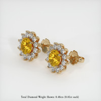 <span>1.24</span> <span class="tooltip-light">Ct.Tw.<span class="tooltiptext">Total Carat Weight</span></span> Orangish Yellow Sapphire Earrings, 18K Yellow Gold 2
