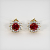 2.42 Ct.Tw. Ruby Earrings, 18K Yellow Gold 1