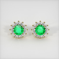 <span>1.52</span>&nbsp;<span class="tooltip-light">Ct.Tw.<span class="tooltiptext">Total Carat Weight</span></span> Emerald Earrings, 18K Yellow Gold 1