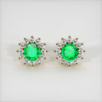 2.91 Ct.Tw. Emerald Earrings, 18K Yellow Gold 1