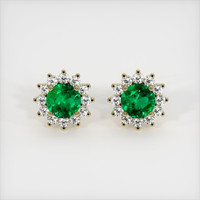 <span>3.23</span>&nbsp;<span class="tooltip-light">Ct.Tw.<span class="tooltiptext">Total Carat Weight</span></span> Emerald Earrings, 18K Yellow Gold 1