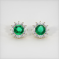 <span>3.70</span>&nbsp;<span class="tooltip-light">Ct.Tw.<span class="tooltiptext">Total Carat Weight</span></span> Emerald Earrings, 18K Yellow Gold 1