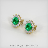 7.25 Ct.Tw. Emerald Earrings, 18K Yellow Gold 2