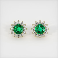 2.99 Ct.Tw. Emerald Earrings, 18K Yellow Gold 1