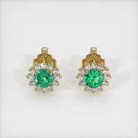 0.61 Ct.Tw. Emerald Earrings, 18K Yellow Gold 1