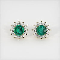 <span>1.07</span>&nbsp;<span class="tooltip-light">Ct.Tw.<span class="tooltiptext">Total Carat Weight</span></span> Emerald Earrings, 18K Yellow Gold 1