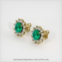 <span>1.07</span>&nbsp;<span class="tooltip-light">Ct.Tw.<span class="tooltiptext">Total Carat Weight</span></span> Emerald Earrings, 18K Yellow Gold 2