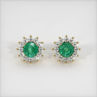 <span>2.80</span>&nbsp;<span class="tooltip-light">Ct.Tw.<span class="tooltiptext">Total Carat Weight</span></span> Emerald Earrings, 18K Yellow Gold 1