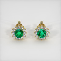 1.56 Ct.Tw. Emerald Earrings, 18K Yellow Gold 1