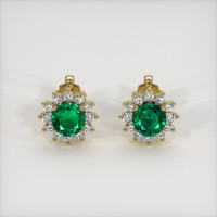 <span>0.62</span>&nbsp;<span class="tooltip-light">Ct.Tw.<span class="tooltiptext">Total Carat Weight</span></span> Emerald Earrings, 18K Yellow Gold 1