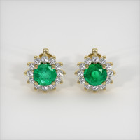 <span>1.11</span>&nbsp;<span class="tooltip-light">Ct.Tw.<span class="tooltiptext">Total Carat Weight</span></span> Emerald Earrings, 18K Yellow Gold 1