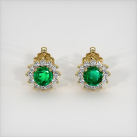 <span>0.60</span>&nbsp;<span class="tooltip-light">Ct.Tw.<span class="tooltiptext">Total Carat Weight</span></span> Emerald Earrings, 18K Yellow Gold 1