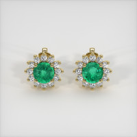 <span>0.94</span>&nbsp;<span class="tooltip-light">Ct.Tw.<span class="tooltiptext">Total Carat Weight</span></span> Emerald Earrings, 18K Yellow Gold 1