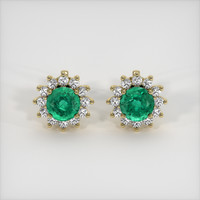 <span>1.43</span>&nbsp;<span class="tooltip-light">Ct.Tw.<span class="tooltiptext">Total Carat Weight</span></span> Emerald Earrings, 18K Yellow Gold 1