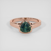 1.65 Ct. Bluish Green Sapphire Ring, 18K Rose Gold 1