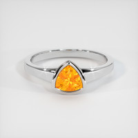 0.79 Ct. Yellowish Orange Sapphire Ring, 14K White Gold 1