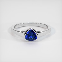 0.70 Ct. Blue Sapphire Ring, 18K White Gold 1