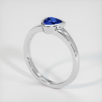 0.70 Ct. Blue Sapphire Ring, 18K White Gold 2