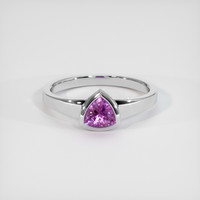 0.88 Ct. Pink Sapphire Ring, 18K White Gold 1