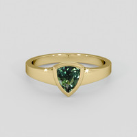 0.70 Ct. Green Sapphire Ring, 14K Yellow Gold 1