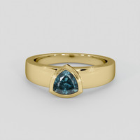1.07 Ct. Greenish Blue Sapphire Ring, 18K Yellow Gold 1