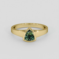 0.70 Ct. Green Sapphire Ring, 18K Yellow Gold 1
