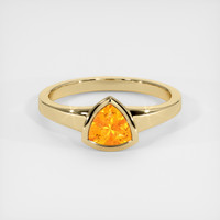 0.79 Ct. Yellowish Orange Sapphire Ring, 18K Yellow Gold 1