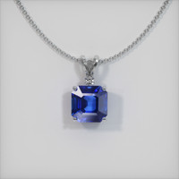 3.04 Ct. Blue Sapphire Pendant, 14K White Gold 1