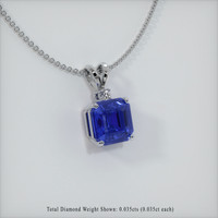 3.04 Ct. Blue Sapphire Pendant, 14K White Gold 2