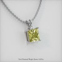 3.21 Ct. Yellowish Green Sapphire Pendant, 14K White Gold 2